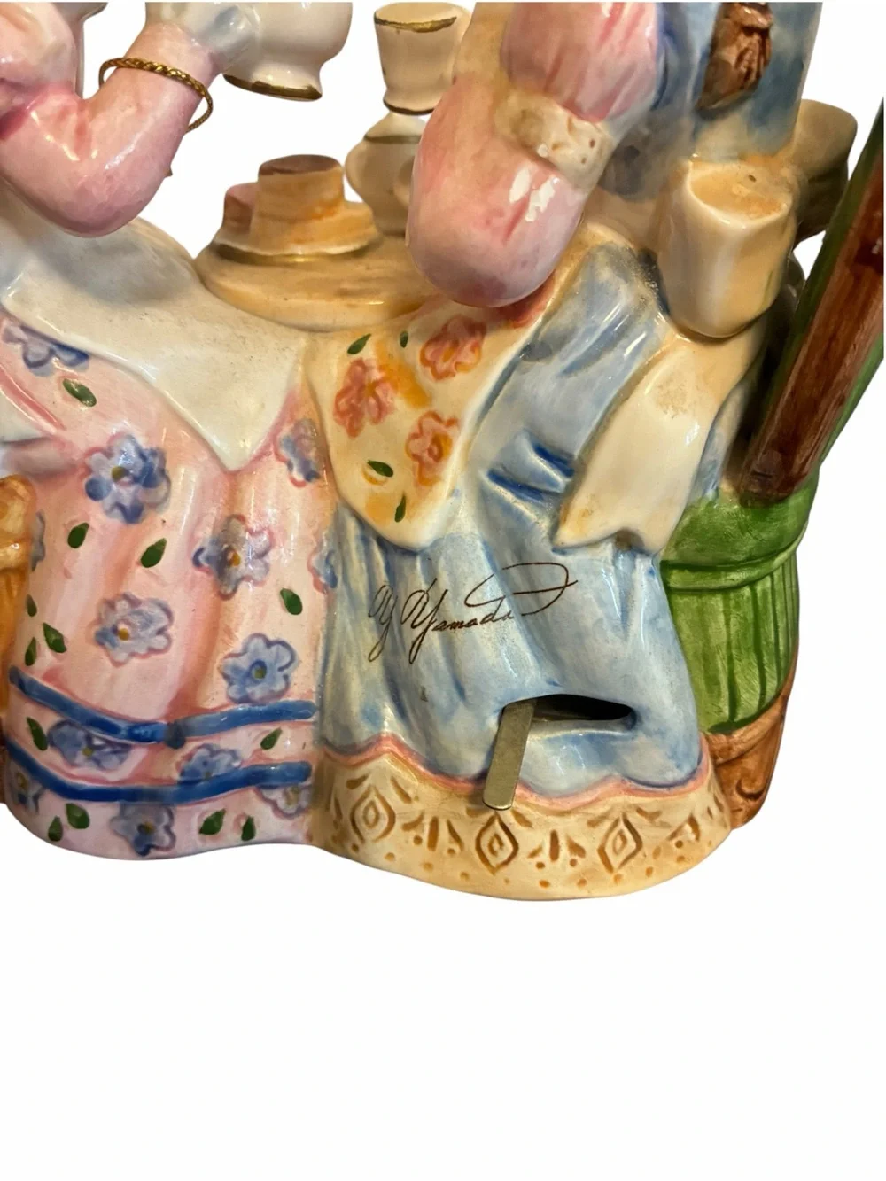 Lefton Yamada Original Tea for Two Musical Figurine Two Ladies Ceramic Vintage